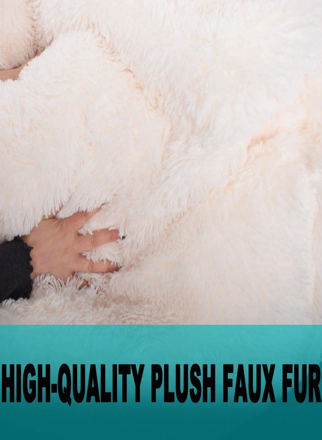 Kisoy Fluffy Stuffed Animal Storage Bean Bag Chair Cover (No Filler), Faux Fur Comfy Bean Bag Cover for Organizing Plush Toys or Textile, for Adults Teens Kids Girls, Beige - Image 4